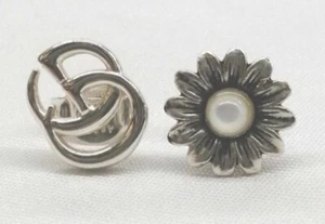 Boucles d'oreilles fleurs authentiques GUCCI GG argent 925 Ag925 type clou bijoux femmes