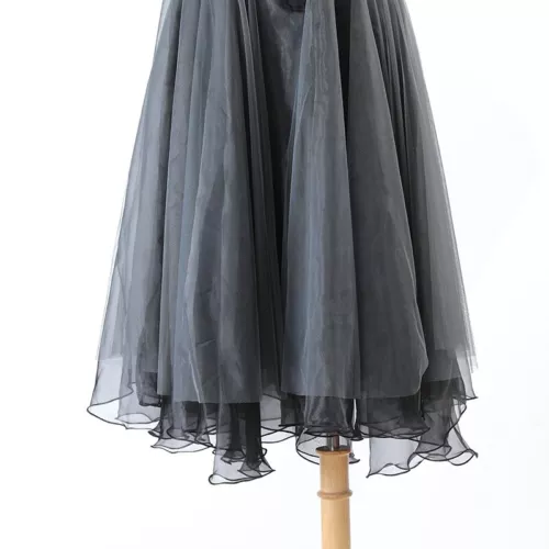 UK Women Denim Mesh Skirt Lace Splice Midi High Waist A-line Pleated Frill - Picture 11 of 17
