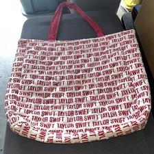 Aussino  19” Quilted Tote Bag/ Taylor Swift/ 100% Cotton .red & White