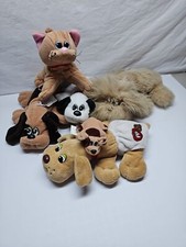 Lot 7 Vintage Tonka POUND PUPPIES 6 Plush Dogs  1 Stuffed Kitty Cat.