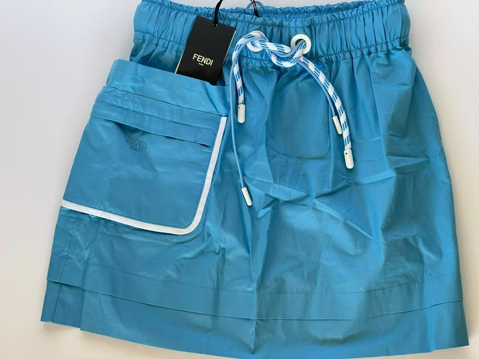 Fendi — NEW Authentic Fendi Techno Poplin Cotton  Mini Skirt  Blue Eur 40/ US 4