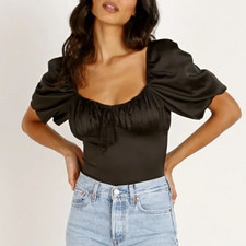 FOR LOVE LEMONS Pixie Bodysuit Black Size Small
