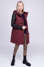 Diesel Leo Mantel Womans Small Size Leather & Red Leopard Hooded Jacket New