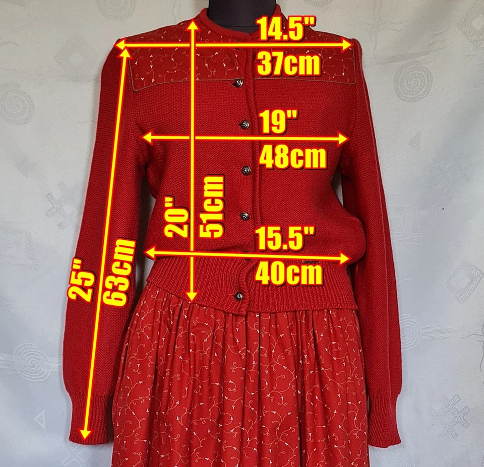 TRAJE VINTAGE GEIGER DIRNDL OKTOBERFEST TIROL LANA LINO MUJER FALDA-EE. UU. 12/EU40 Foto 2 de 4