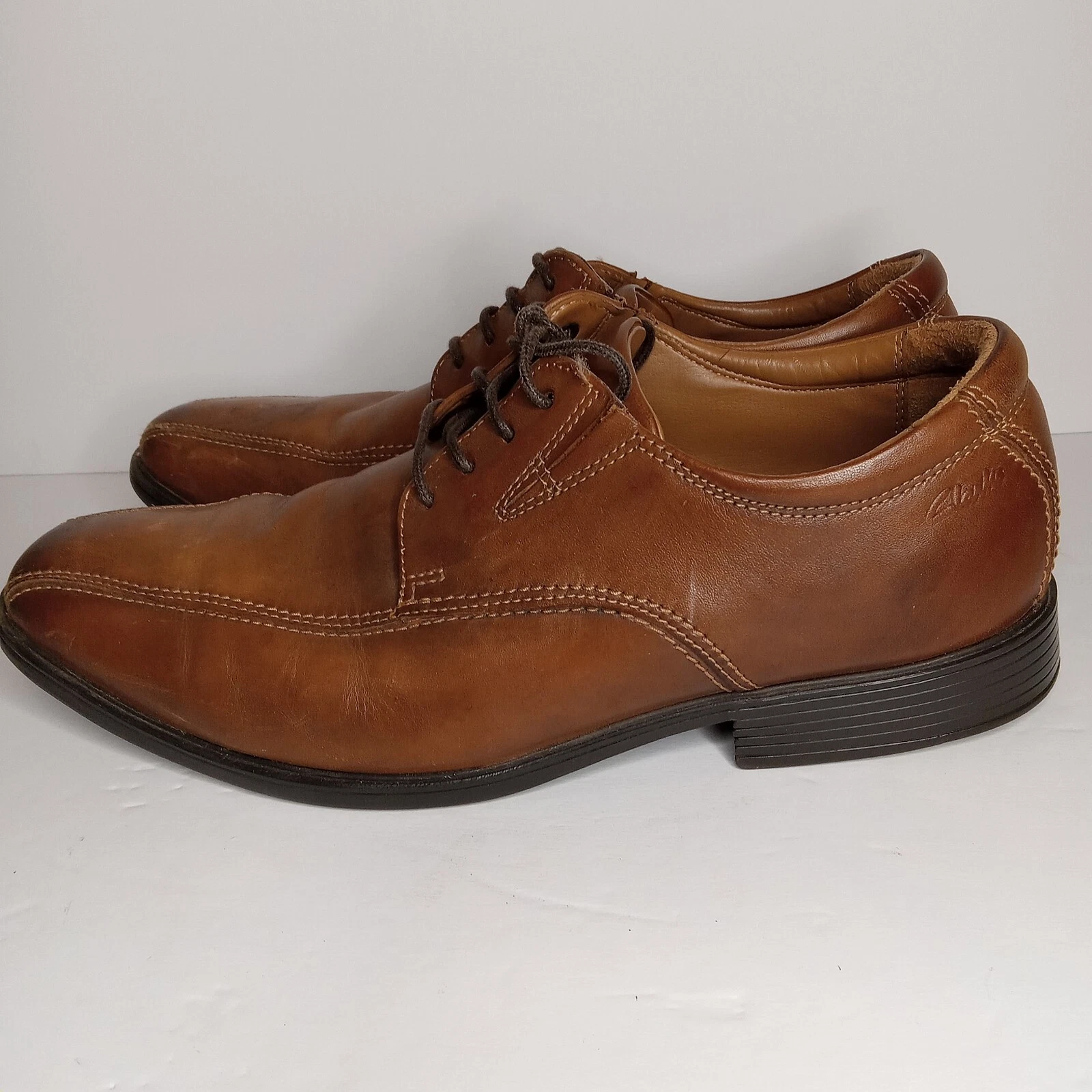 Scarpe eleganti uomo 9 5 W Clarks Tilden Walk Oxford pelle marrone scuro larghe