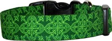 Green Celtic Cross 2 St. Patrick's Day Handmade Dog Collar