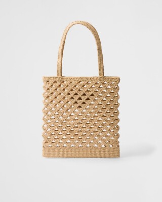 PRADA $1950 Crochet Natural Tote Bag New And Authentic | eBay