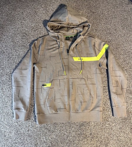 Hugo Boss Designer Hoody Beige Top Zip Sports Hoodie Tracksuit Size Small