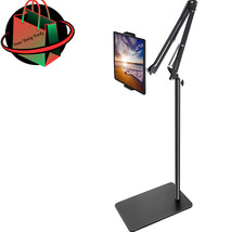 Tablet Floor Stand with Double Weight Base, Overhead Bed Phone Mount Height Adju