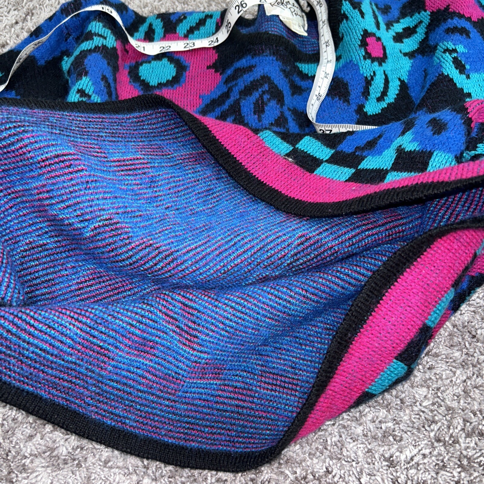 Reference Point Black Blue Pink Wool Sweater Size… - image 7