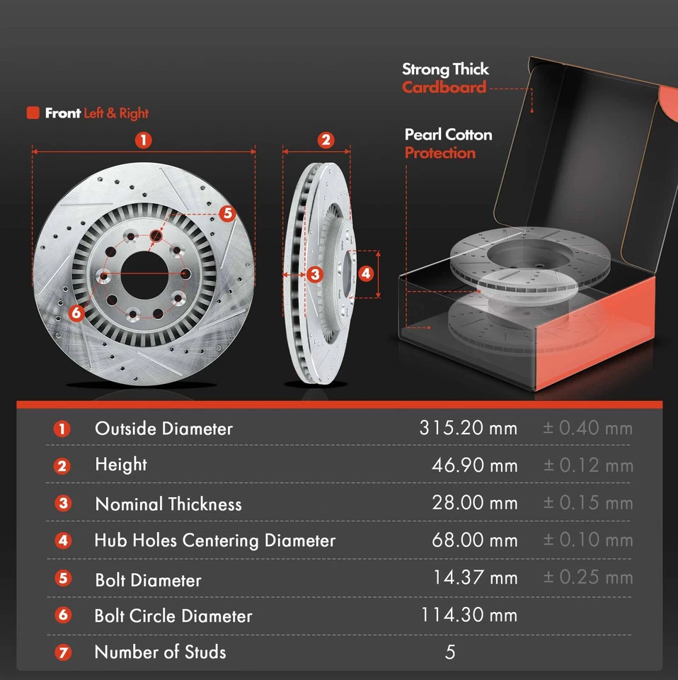 Rotor de freno perforado y pastilla de freno para Ford Taurus X 2008-2009 Mercury Sable delantero Foto 2 de 4