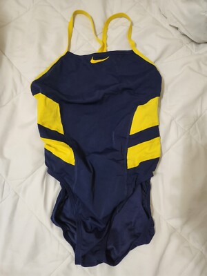 Nike Womens Racing Hydrastrong VEX Racerback Swimsuit Blue Yellow Gold Sz  10 NiB