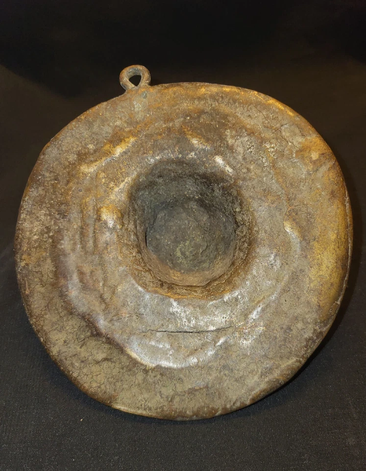 ANTIGUO TRADICIONAL INDIO BRONCE COLGANTE DE PARED CABEZA DE CARNERO DIOS AGNI CON SURYA RARO Foto 3 de 4