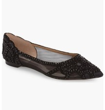 Badgley Mischka Gigi Sequins Flats Shoes Black Party Cocktail Formal Women 8