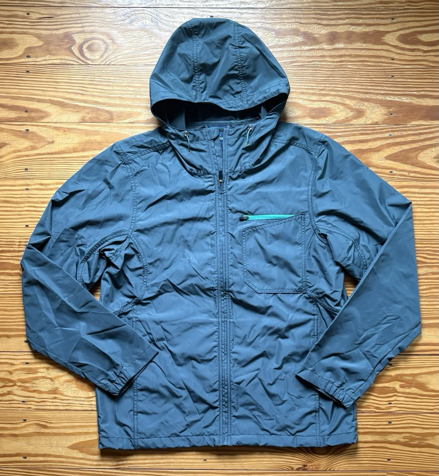 Men’s PrAna Blue WINN Packable Lightweight Shell Coat Jacket Windbreaker L Large