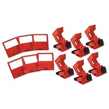 Breaker Lockout, 480 V/600 V, 1.588 in H x 3.253 in W x 2.175 in D, Red,