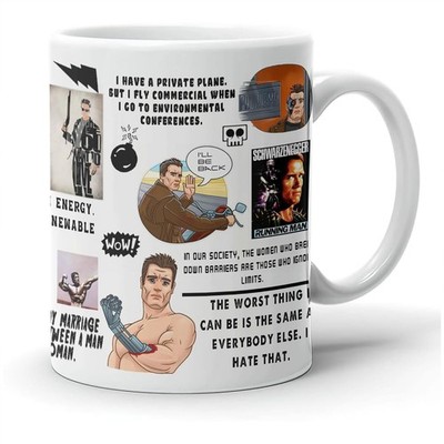 Arnold Schwarzenegger Collage Ceramic Mug 11oz Bodybuilder Action Movie Coffee
