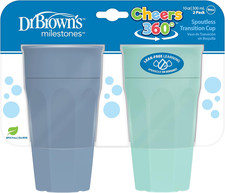 Dr. Brown'S Milestones Cheers360 Spoutless Cup, Aqua Blue, 2-Pack