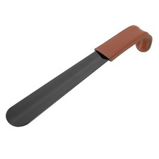 12in Shoe Horn, Metal Leather Curved Handle Shoe Helper, Black