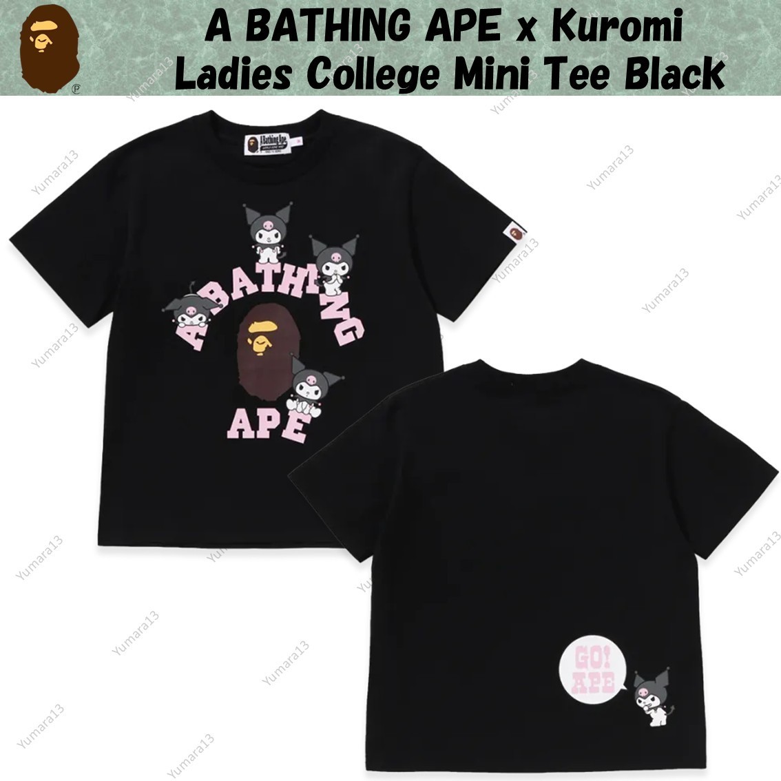 A BATHING APE x Kuromi Ladies College Mini Tee Black | eBay