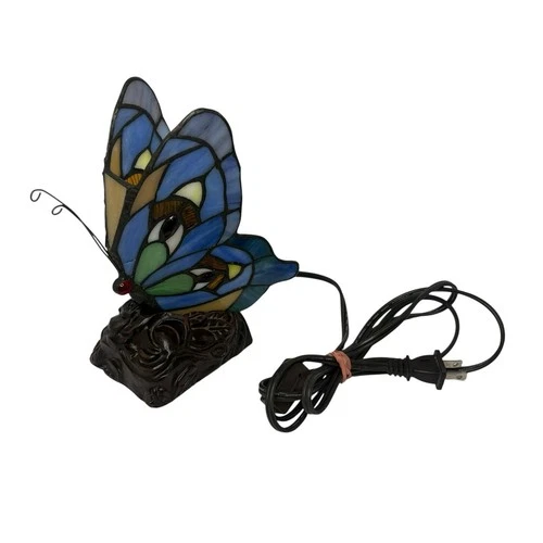 TIFFANY STYLE BUTTERFLY STAINED GLASS TABLE LAMP BEDSIDE LIGHT NIGHT LIGHT
