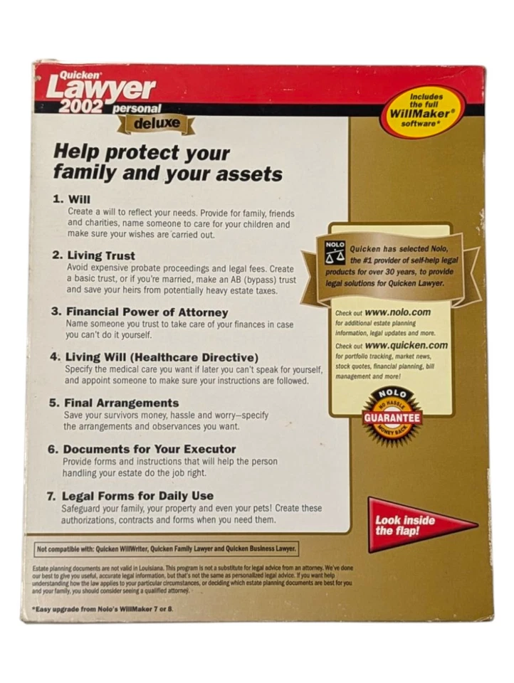 Quicken  Lawyer 2002  Personal Deluxe  For Windows 95/98/2000/ME/XP NEW UNOPENED - Image 2 of 4