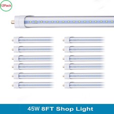 12Pack 8FT Led Tube Light Bulbs FA8 Led Shop Light 45W T8 T12 Single Pin 5000K