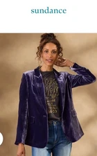 NEW Sundance Catalog Women Velvet Blazer Eclipse Purple Floral Lined Jacket 12