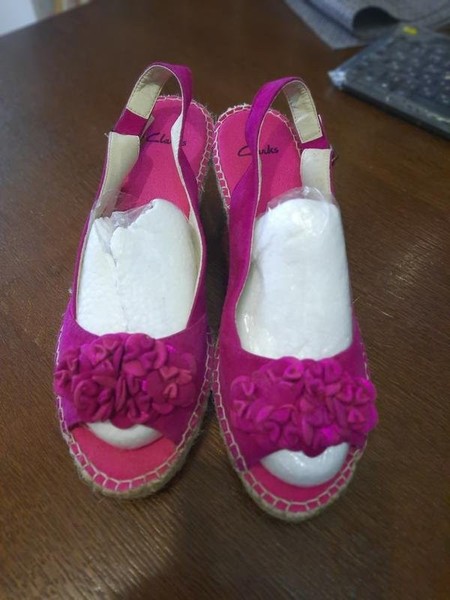 Women Clarks Espadrilles Pink Suede 39