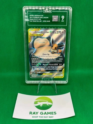 Pokémon TCG Eevee & Snorlax GX 171/181 Team Up Holo Full Art Tag Team TAG 9 Mint