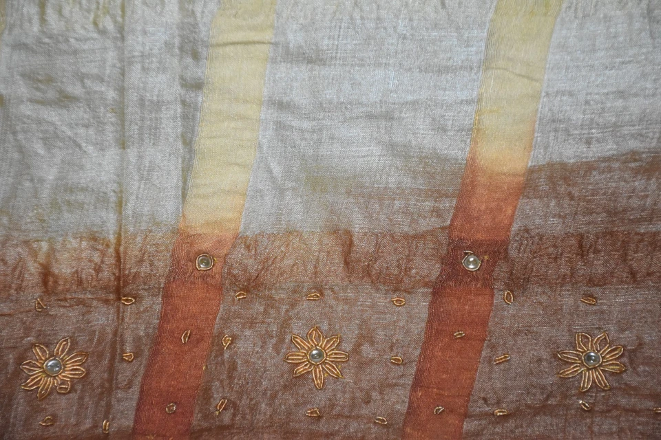 Saris Exótico Diseño Floral Salma Lentejuelas Bordado Trabajo Multi Pura Seda Sari Foto 4 de 4