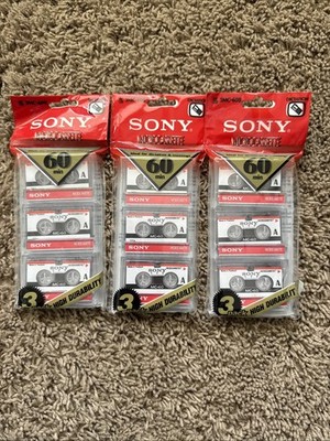 (9) Pack of Sony Microcassette MC60 Blank Audio Recording Tapes 60 Min/Side NEW