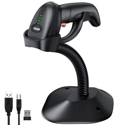Bluetooth Wireless Barcode Scanner with Auto-Sensing Stand,Putting on Stand t...