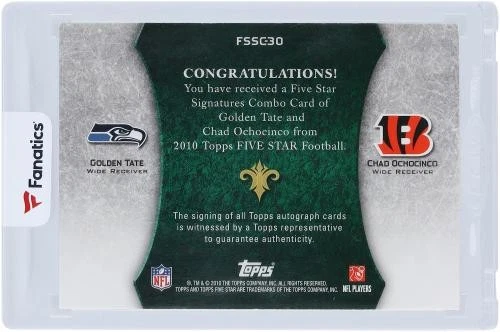 Golden Tate & Chad Ochocinco Autographed 2010 Topps Five Star Item#14357338 - Image 2 of 3