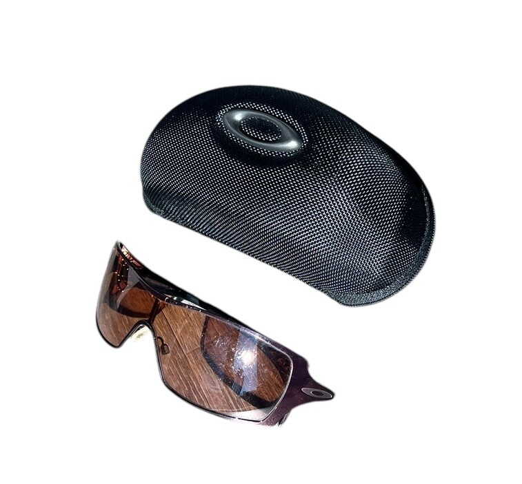Vintage Y2K Oakley Dart Sunglasses Shield Mask Metallic Frame With Case