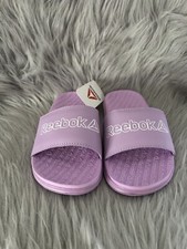 Reebok Slides Girl  s Size 2 Purple Slip On Sandals Shoes Lightweight