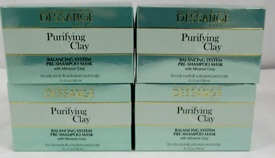 4 Dessange PURIFYING CLAY 5.1oz Balancing System PRE-SHAMPOO MASK oily roots
