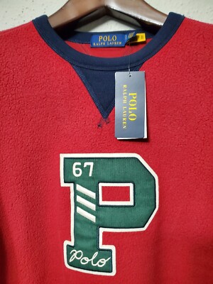 POLO RALPH LAUREN Pile Fleece Letterman MENS RED 