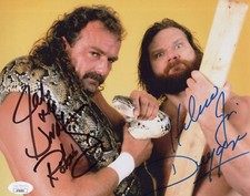 WWE- Hacksaw Jim Duggan & Jake the Snake Roberts signed 8x10 photo JSA COA