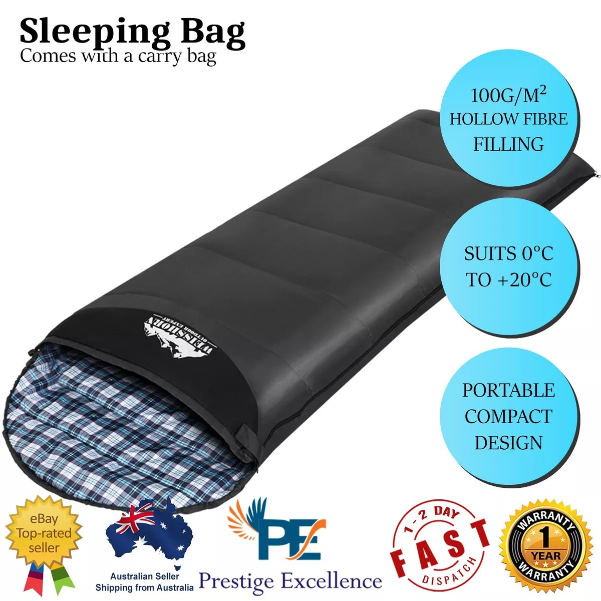 Thermal Sleeping Bag Single Camping Hiking Winter Waterproof