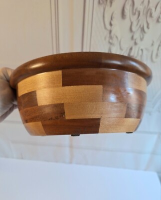 CHERRY WOOD BOWL HANDMADE TURNED SEGMENTED SIGNED BY LEE ORIGINALS