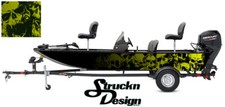Yellow Black Skulls Graphic Abstract Fishing Bass Boat Wrap Decal Vinyl Pontoon