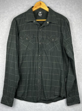 Dangerfield Pearl Snap Mend Shirt Pockets Black Checks Long Sleeve Size L Large