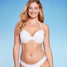 New Women's Push-Up Double Strap Bikini Top - Shade Shore White 38DD
