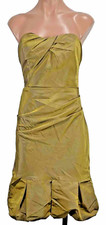 y2k Nicole Miller Evening Dress Iridescent Green Gold Vintage 90s Prom Bubble 0