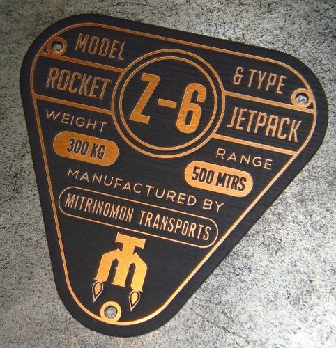 CUSTOM Z-6 ROCKET JETPACK SPEZIFIKATIONEN DATENSCHILD STAR WARS BOBA FETT JET PACK - Bild 1 von 5