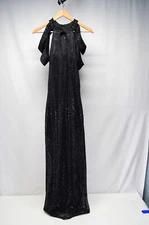 NWT Caramel Haute Couture Black Beaded Maxi Dress Size 38