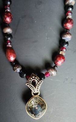 BARSE NECKLACE STERLING MULTI GEMSTONES