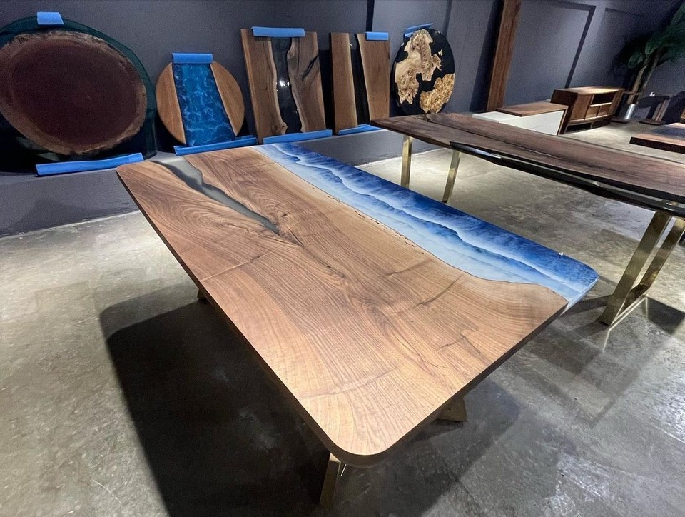 Epoxy Ocean Resin River Coffee Countertop Table Handmade Furniture