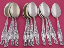 12 Sterling Silver WHITING Ice Cream Spoons HERALDIC 1880 ~no mono